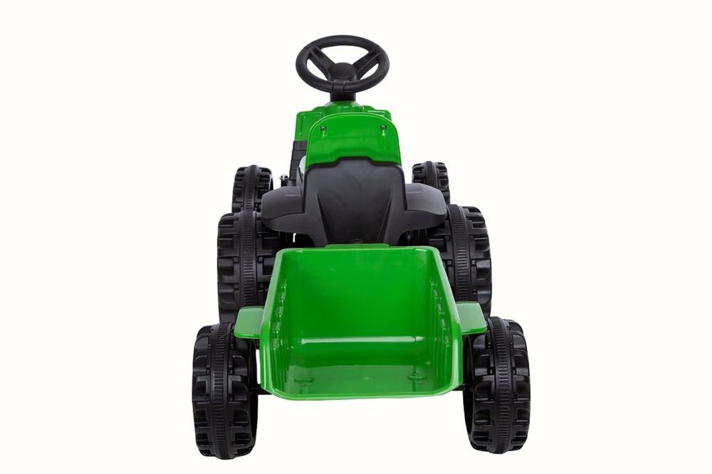Azeno 6V elektrisk traktor med henger - grønn