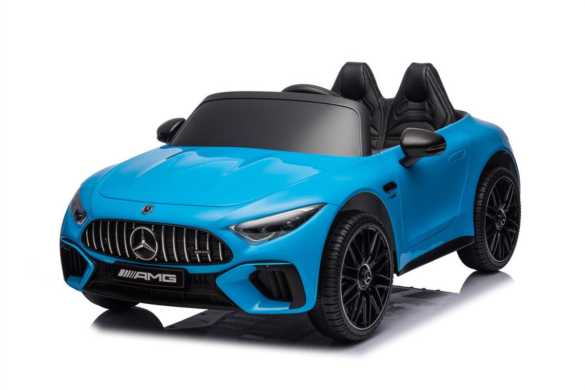 Mercedes SL63 AMG med gummihjul og skinnseter - blå