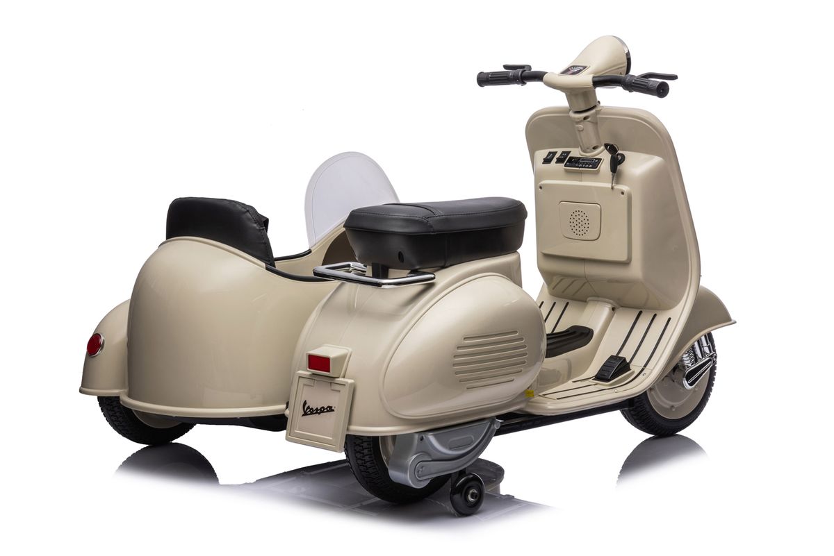Vespa el-scooter for barn med sidevogn 12V